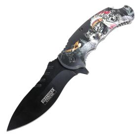 Defender-Xtreme 8.5" War Chief Spring Assisted Folding Knife With Belt Clip
