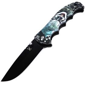 TheBoneEdge Death Clown Spring Assisted Folding Knife 8.5" Stainless Steel