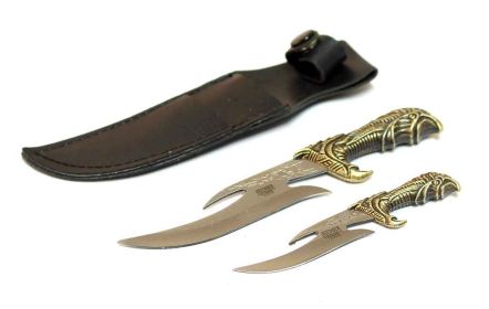 2 Pc Mini Eagle Handle Knife Set with Sheath