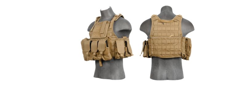 SCA-305T Tactical Assault Plate Carrier Vest in Tan