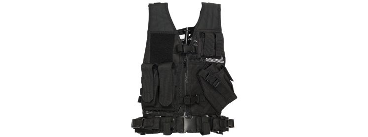 SCA-310KB YOUTH SIZE CROSS DRAW VEST w/HOLSTER (COLOR: BLACK)