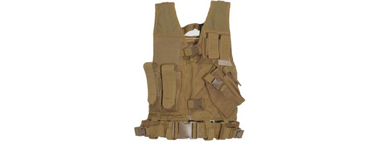 SCA-310KK YOUTH SIZE CROSS DRAW VEST w/HOLSTER (COLOR: KHAKI)