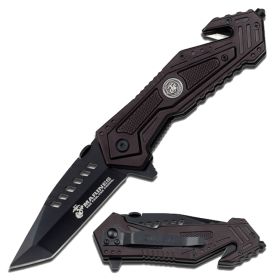 MTech 7" Stainless Steel Spring Assisted Knife Tactical Black Aluminum Handle