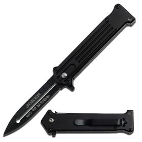 MTech 8" Stainless Steel Joker Spring Assisted Knife Black Aluminum Handle