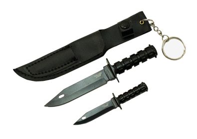 2 Pc Mini Key Chain Knife Set Black